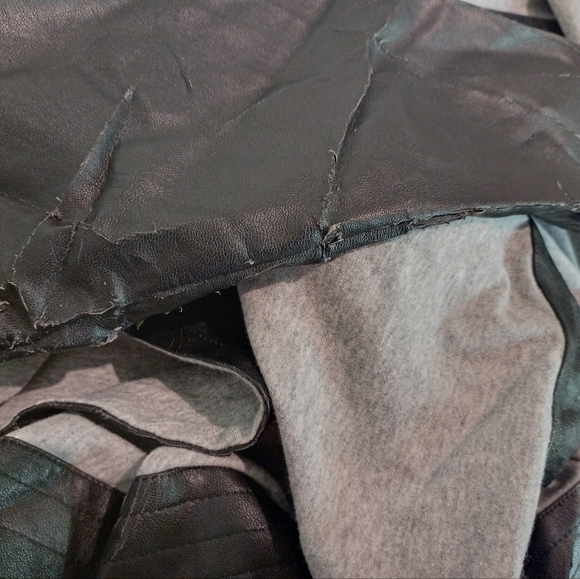 Indiana the Label Distressed leather and cotton drape jacket coat size 10 - Picture 11 of 14